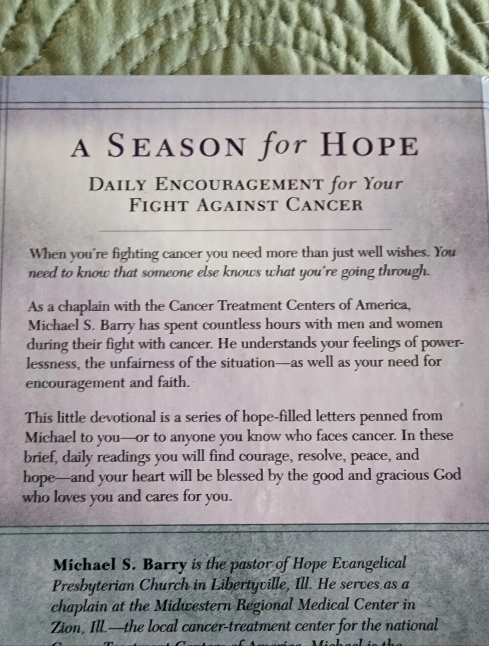 A Season For Hope: Daily Encouragement For Your Fight Against Cancer Hardcover